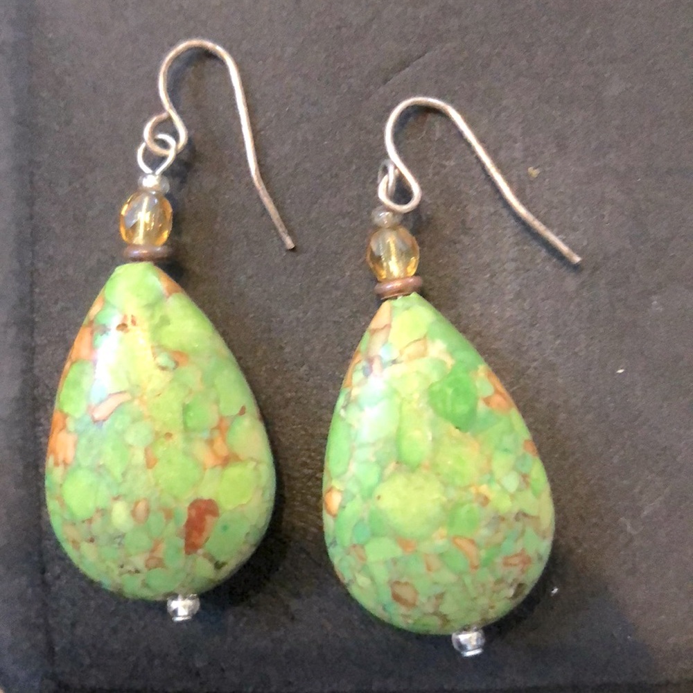 Green stone earrings